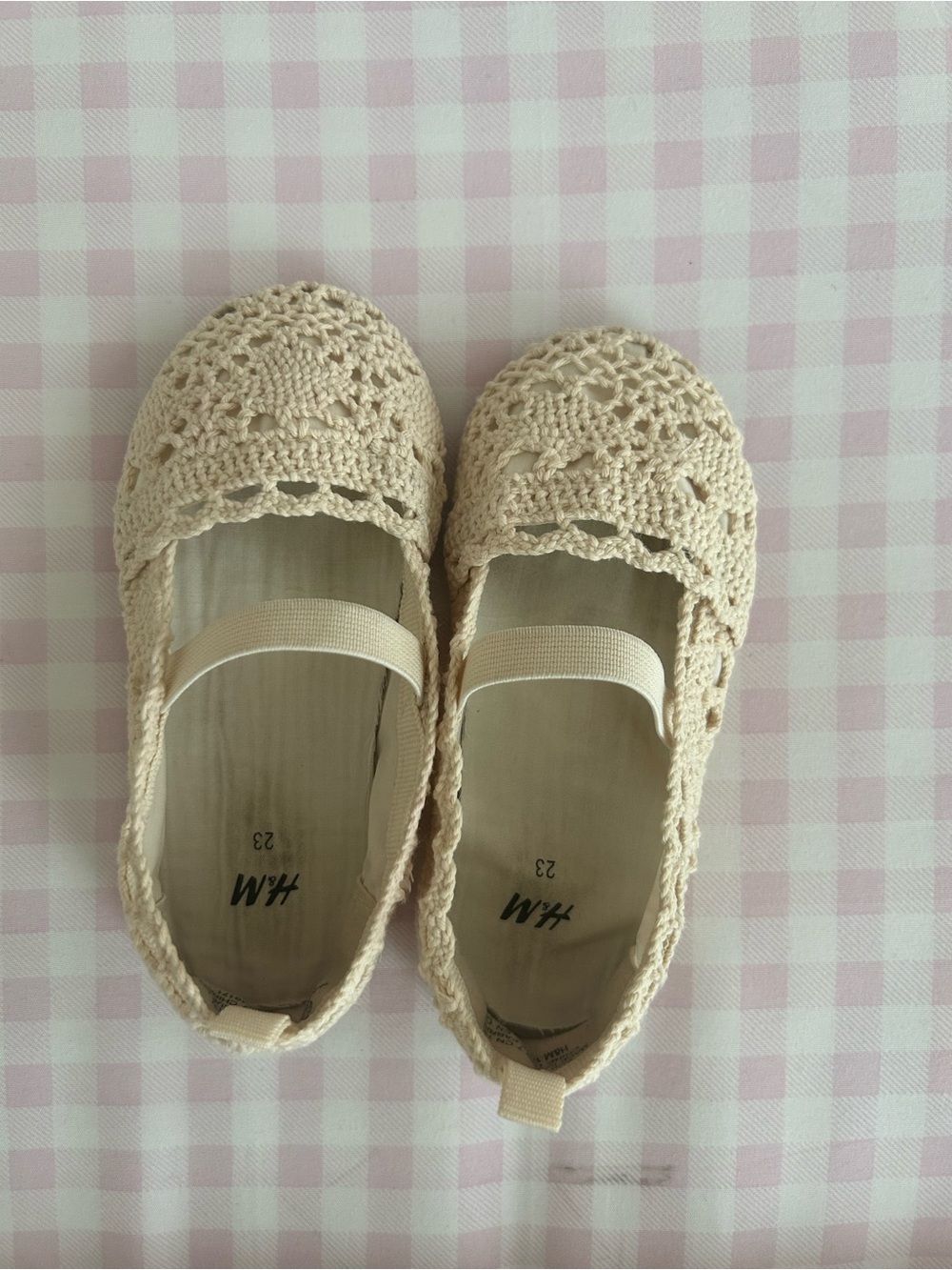H&M Cream Crochet Mary Jane Shoes for Kids